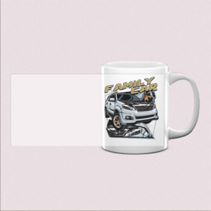 Mug imprimé Famille et voiture blanche