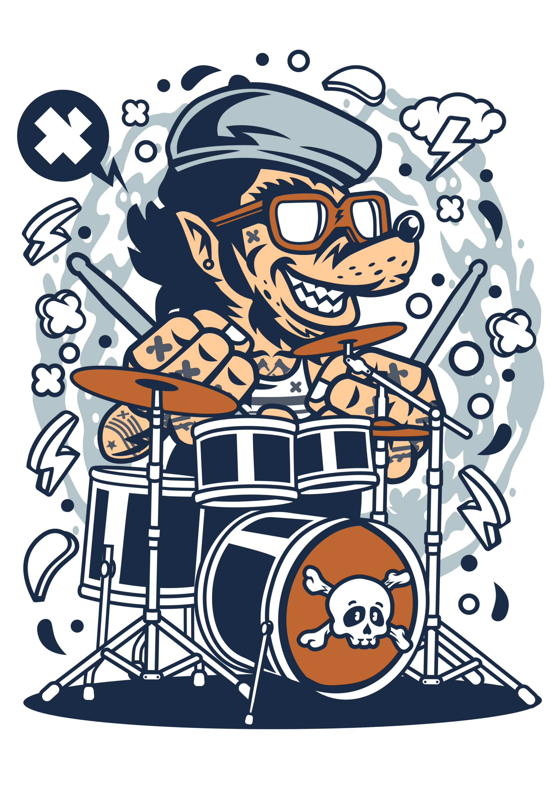 Mug imprimé loup Batteur – Image 2
