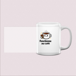 Mug imprimé « Fonctionne au café »