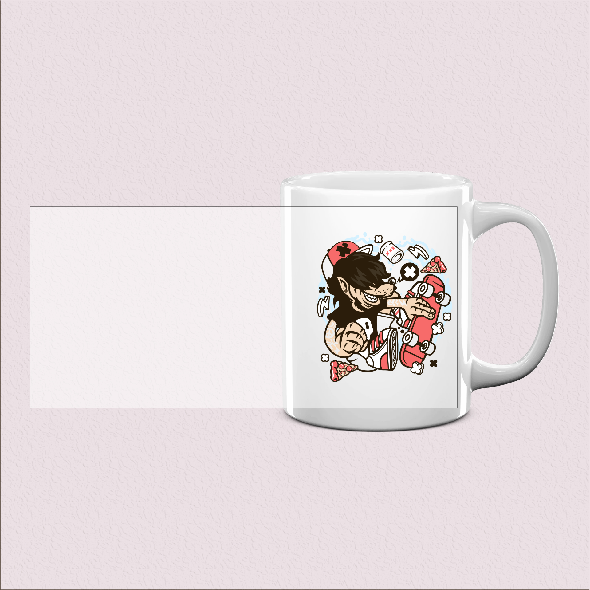 Mug imprimé Loup Skateur – Élégance urbaine
