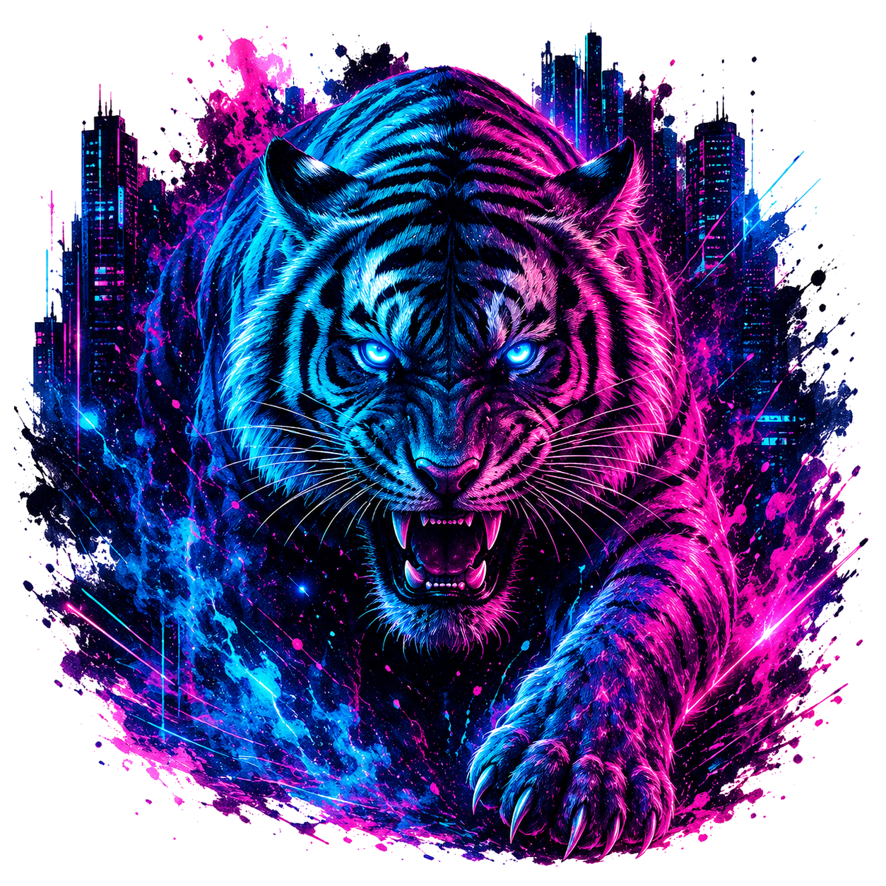 Mug Tigre Néon Bleu et Rose – Image 2